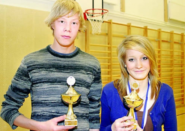 Tiina Kovala ja Jarkko Lahdenmäki palkittiin RoPS:n vuoden junioripelaajina.
